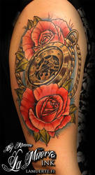 Pocket watch and roses