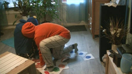 Craig and Kenny playing twister...