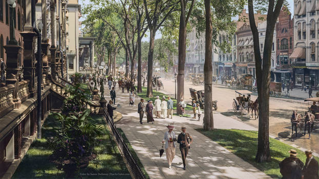 Broadway in Saratoga Springs, New York, ca 1915