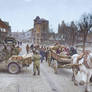 Refugees evacuating the Belgian town of Bastogne