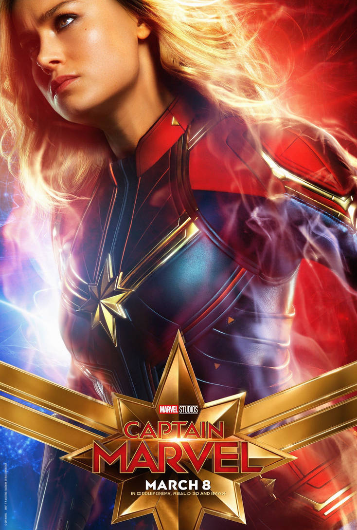 Details about   Captain Marvel Carol Danvers Brie Larson Marvel Universe Avengers Movie Poster 