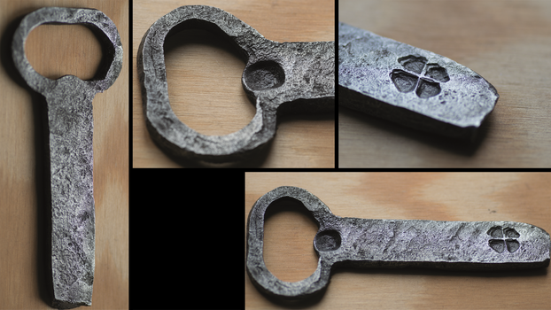 Hand forged bottle opener