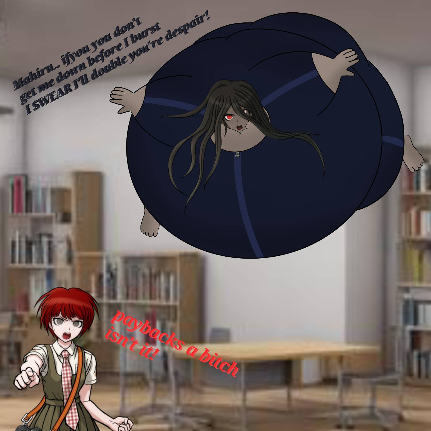 Mahiru's inflation revenge against Izuru by Chillaxinlol on DeviantArt