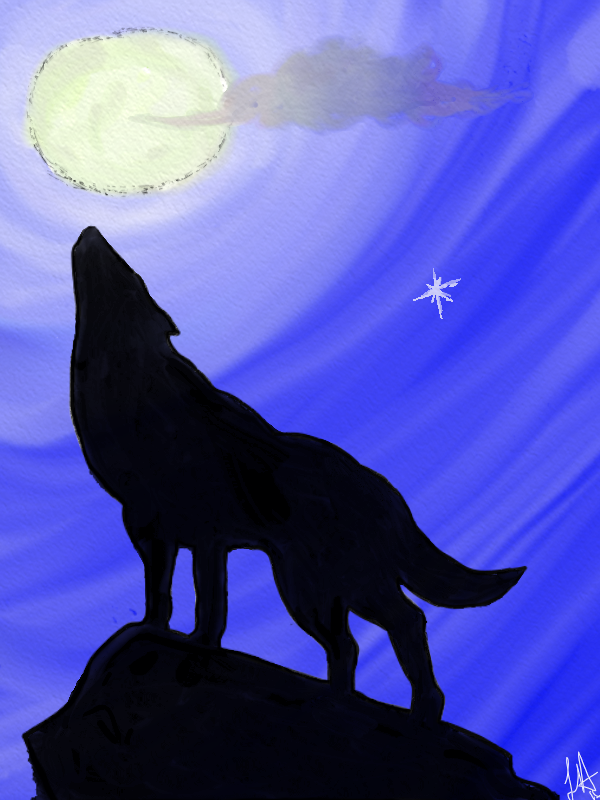 Wolf and Moon