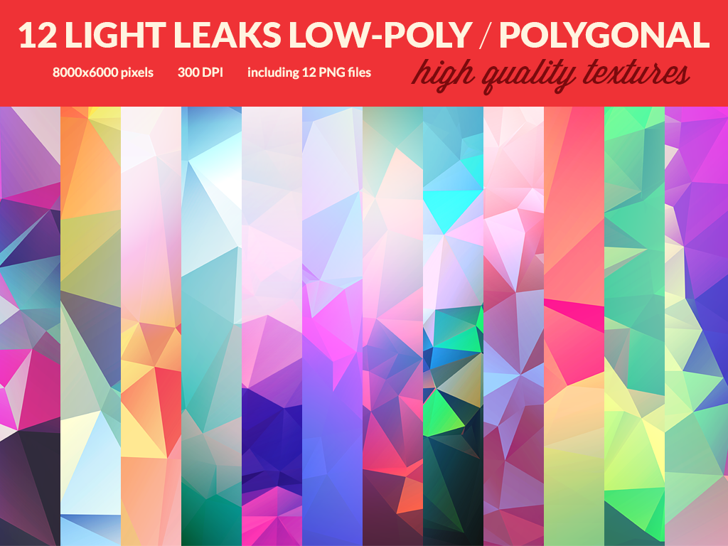 12 Light Leaks Low-Poly Polygonal Textures