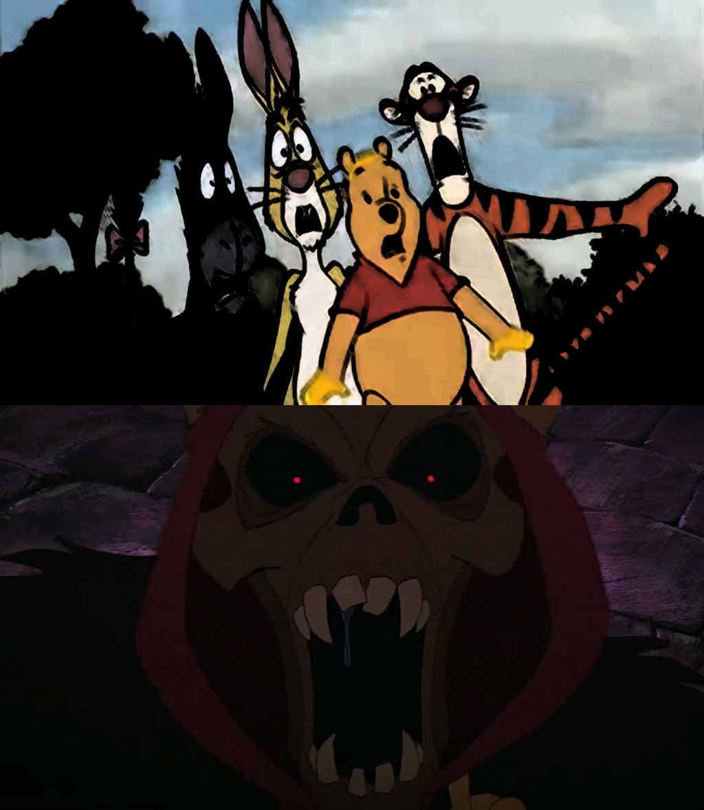 Pooh Rabbit Scared Pooh and Friends Scared by the Horned King by AnimalOfEden on DeviantArt