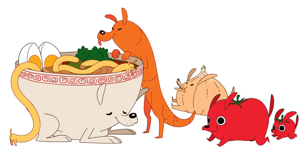 U and V are for Udon and Vegetables