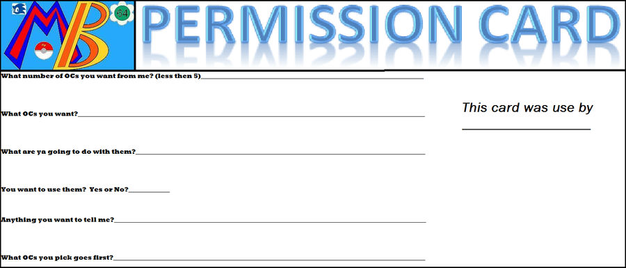 Permission Card Example MB64's Permission Card by MarioBlade64 on DeviantArt