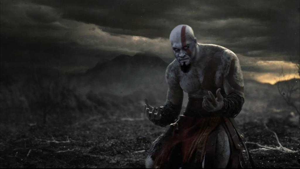 Один в поле. God of War игрофильм. Одинокий воин. Воин на коленях. Одинокий воин в поле.