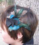 Shades of green feather fascinator by Animus-Panthera