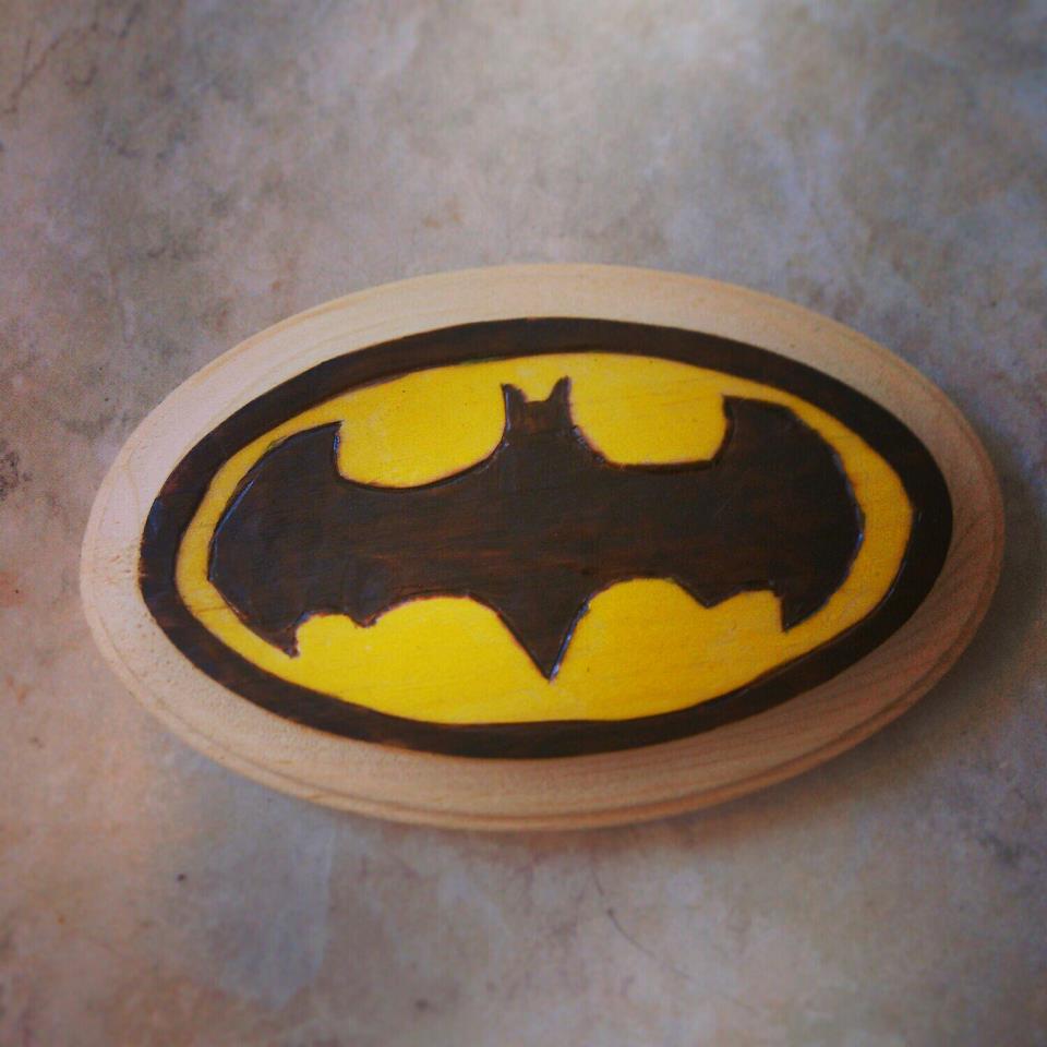 Woodburned batman slate