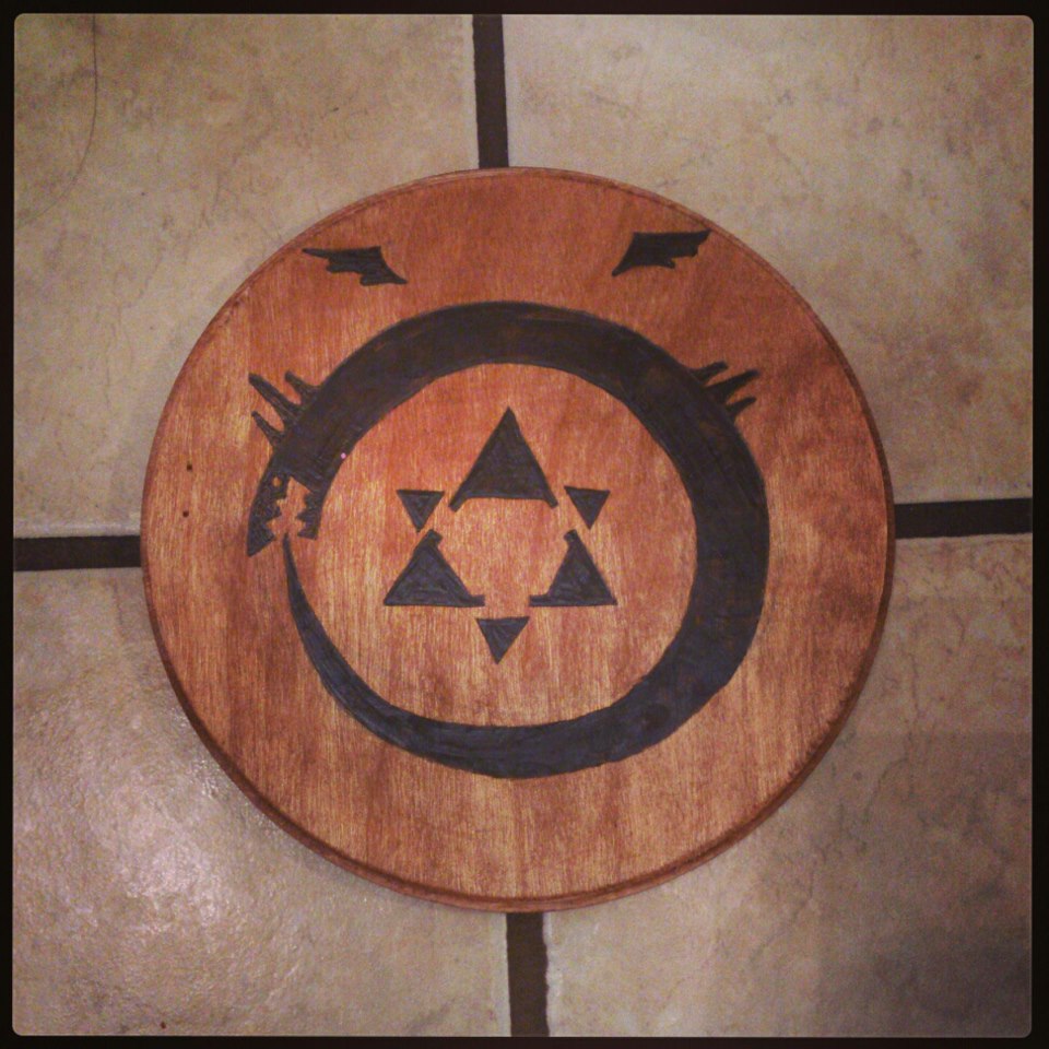 Woodburned XL humunculus symbol