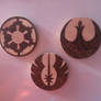 Woodburned star wars magnets