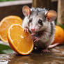 a rat eating an orange
