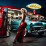 Marilyn Monroe at a gas station