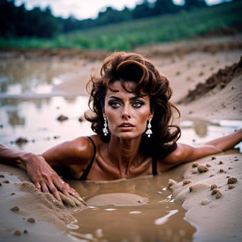 Sophia Loren struggles in quicksand