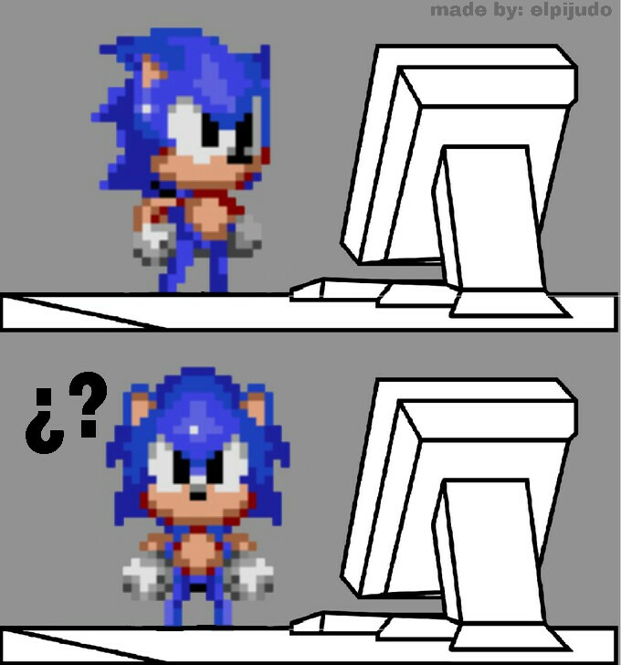 sonic on computer Meme