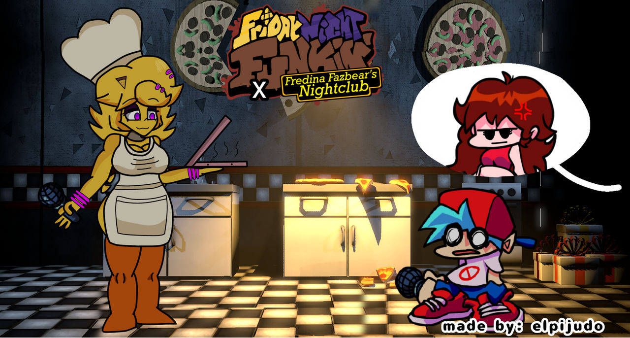 FNF X FREDINAS NIGHTCLUB chica week concep art 1