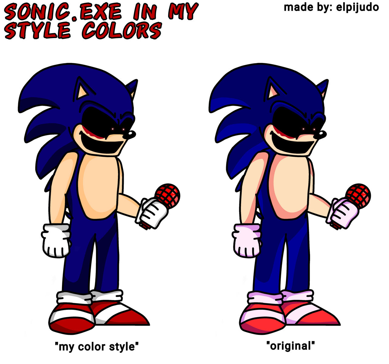 SONIC.EXE PHASE 1 but different color's