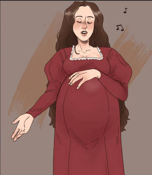 Pregnant woman with long brown hair