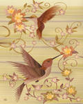 Hummingbirds - Marquetry by amazoncanvas