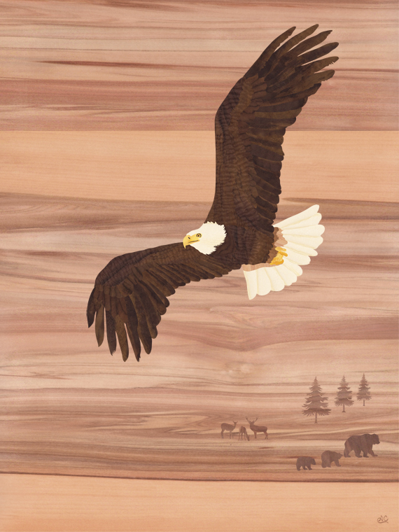 Soaring Eagle - Marquetry Art