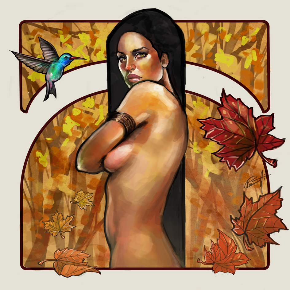 Pocahontas illustration. Autumn.