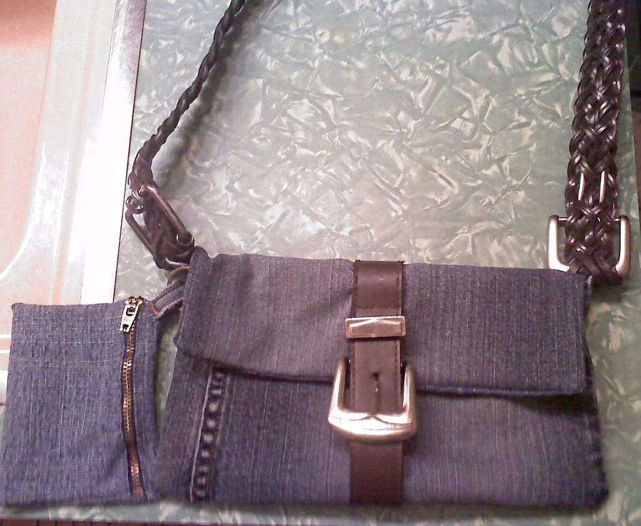 Denim and Leather Purse