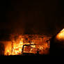Fire in a barn_stock