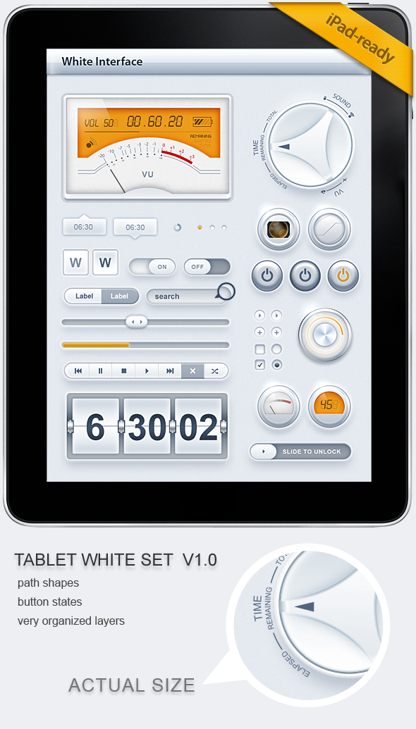 Tablet Phone UI White SET