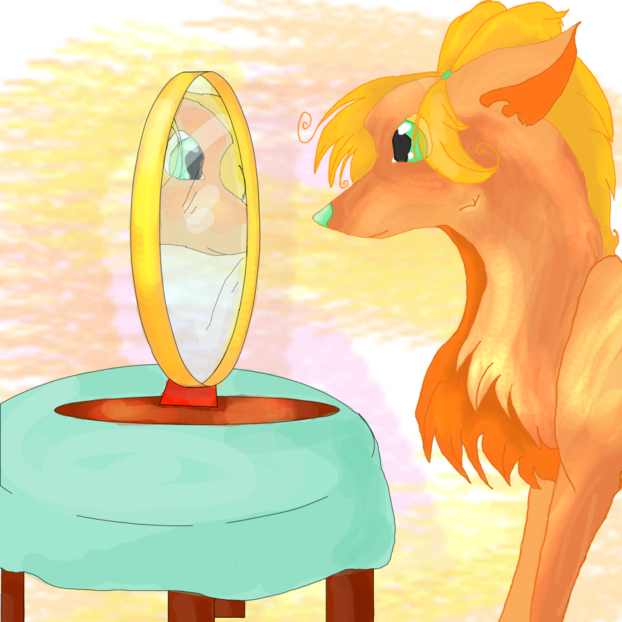 Assol with a mirror