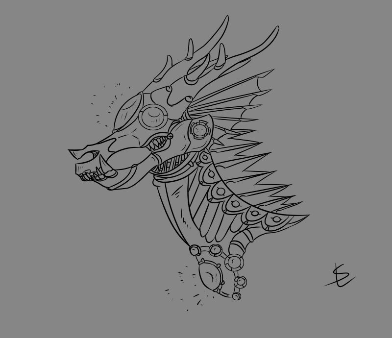 Cyber dragon lineart by giantdragon on DeviantArt