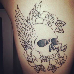 Skull, Wings, Roses Tattoo