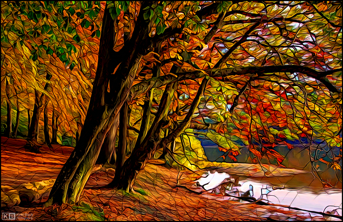 Fall Scenery in Stained Glass