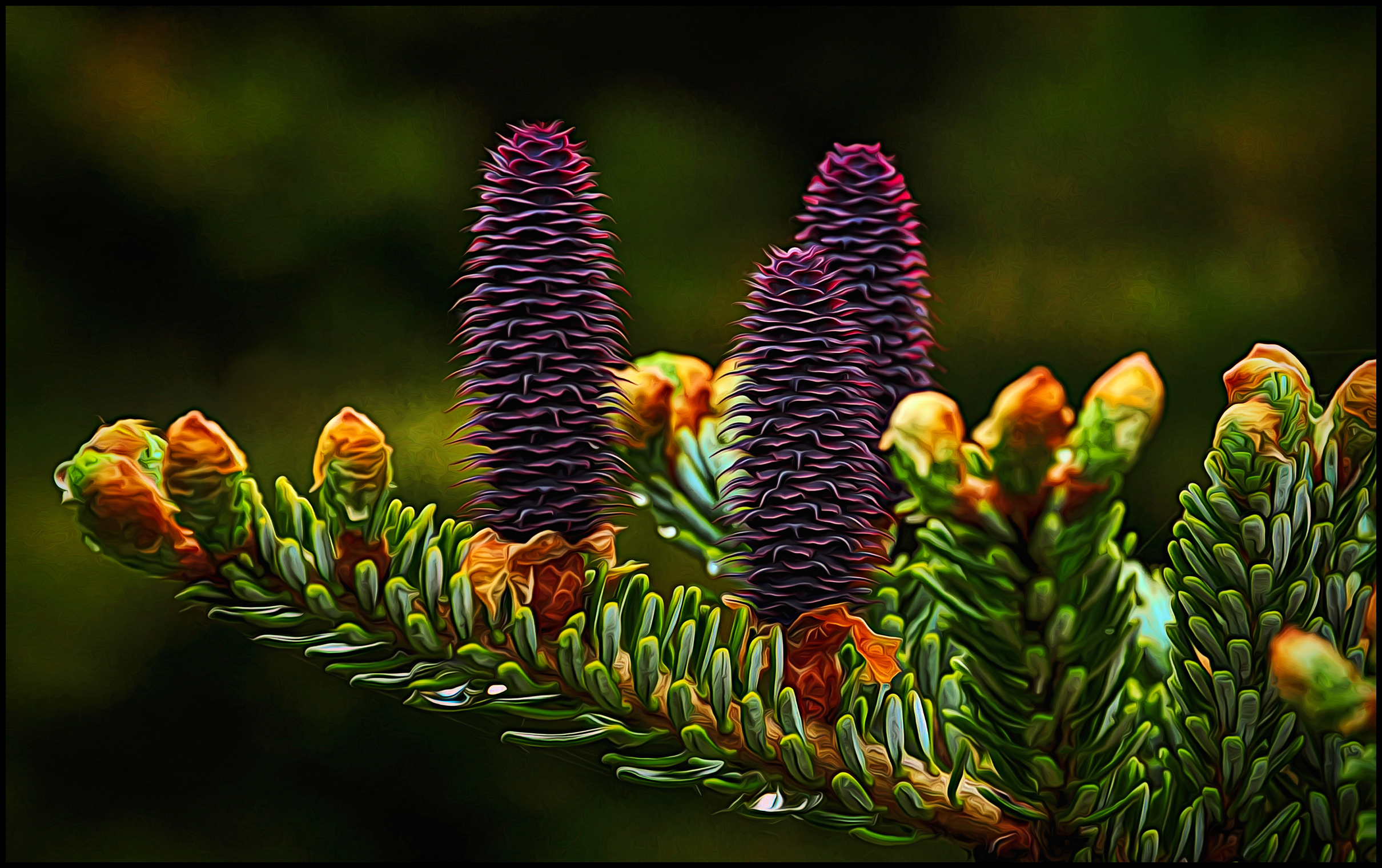 Painterly Pine Cones