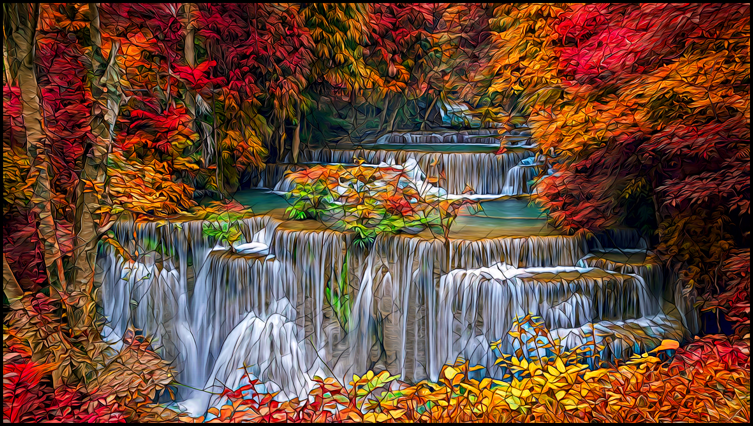 Autumn Falls in Stained Glass