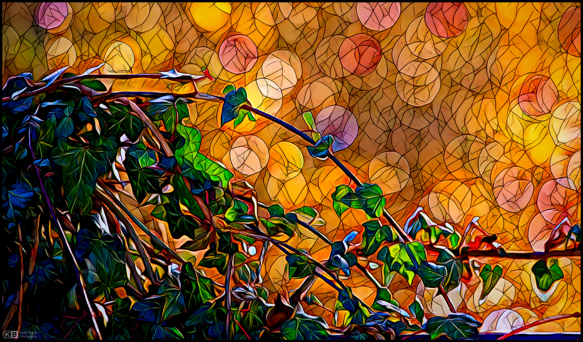 Backlit Ivy in Stained Glass