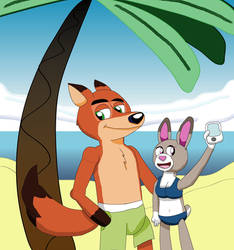 Nick and Judy in the beach