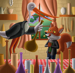 Mr. Stork invites Mr. Fox