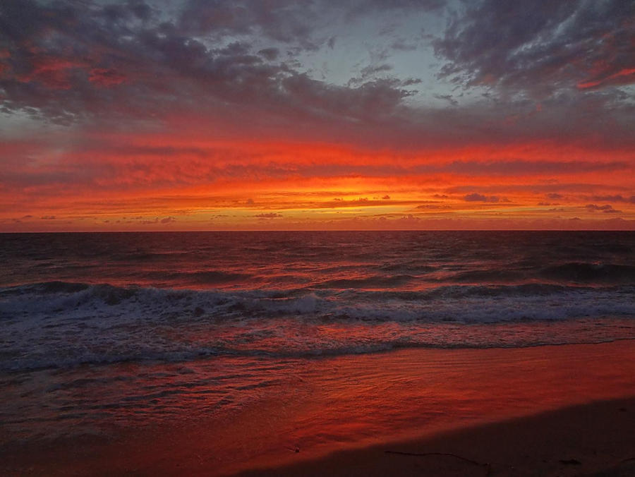 Orange Sky and Waves