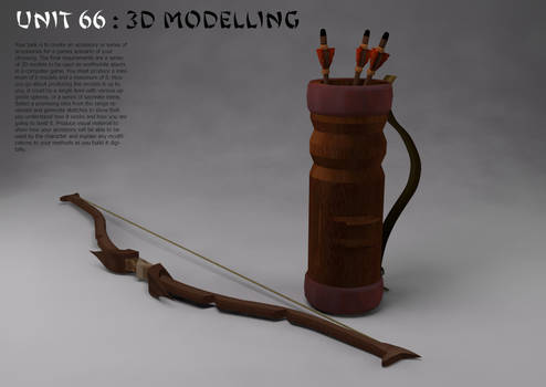 Bow, Arrows and Quiver 3D Models