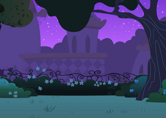 Background: Canterlot Gardens at Night