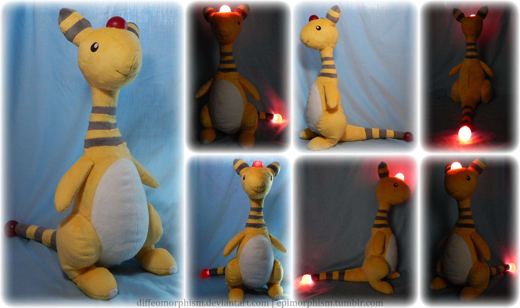 Light up Ampharos Plush Free Pattern by Diffeomorphism on