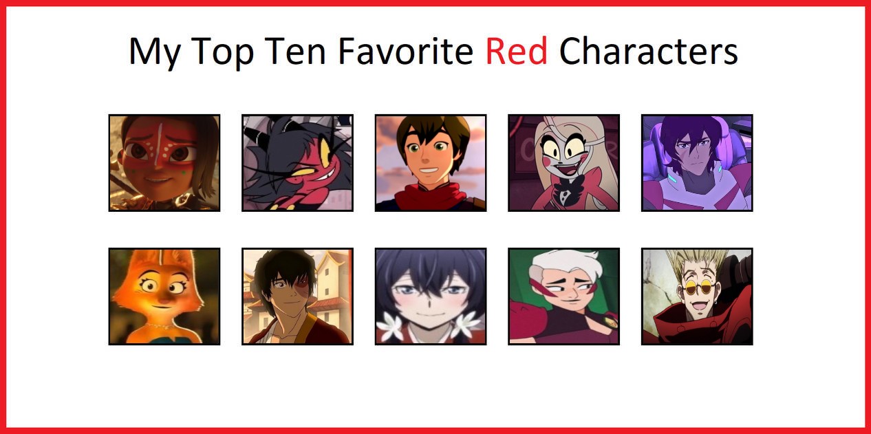 Mixed Reds Characters Favorite Red Characters by animegirlseb on DeviantArt