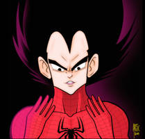 Vegeta cosplays as Spiderman