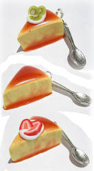 Fancy flan slices with spoons