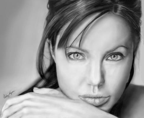 Pencil drawing of Angelina Jolie