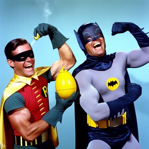 Egghead Batman Deviantart Egghead gives Batman and Robin more laughing gas by TicklesMan on ...