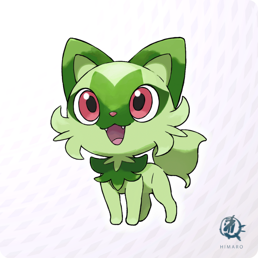 Sprigatito official art fixed by Anythingguy on DeviantArt