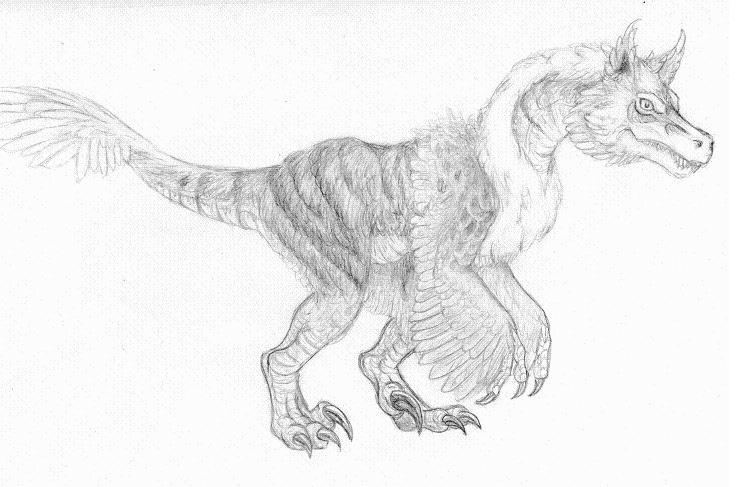 Pouncing Raptor Outline raptor by DragonScribblez on DeviantArt